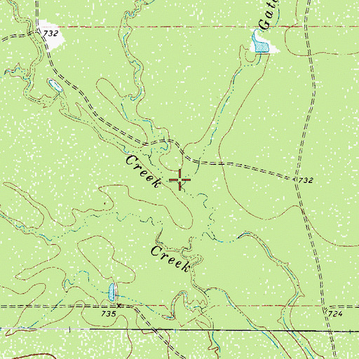 Topographic Map of Gato Creek, TX