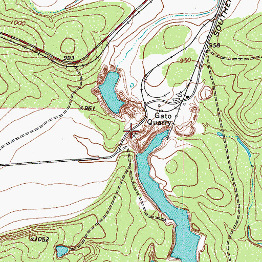 Topographic Map of Gato Quarry, TX