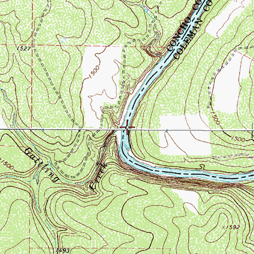 Topographic Map of Gattling Creek, TX