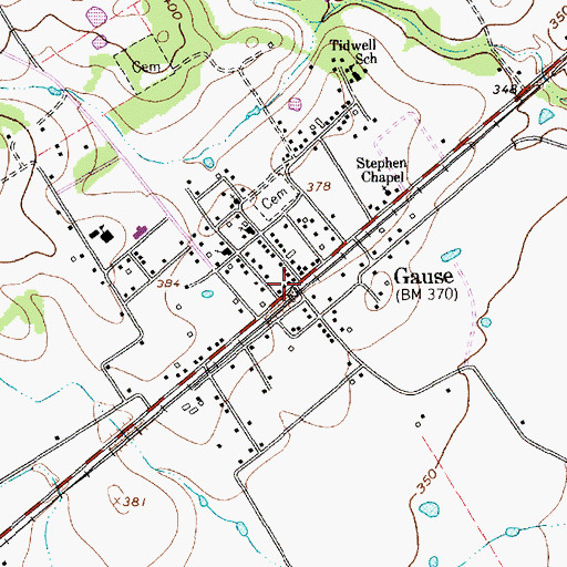 Topographic Map of Gause, TX