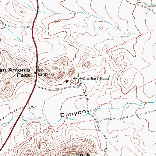 Topographic Map of Gearhart Ranch, TX