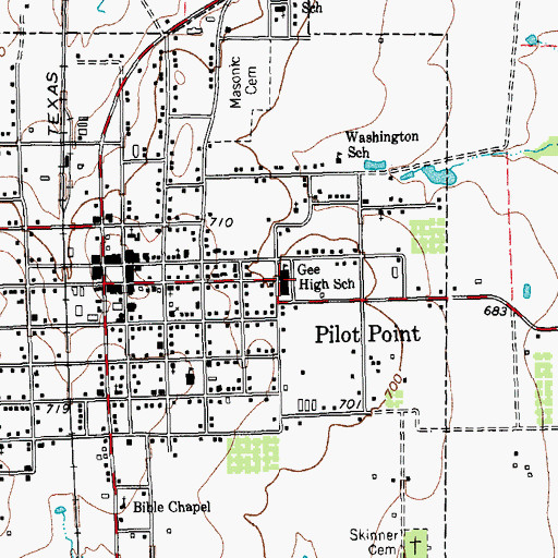 Topographic Map of Gee High School, TX