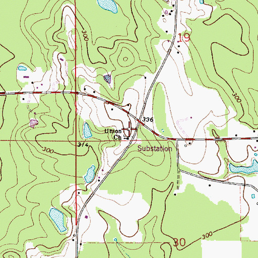 Topographic Map of Union Cemetery, AL