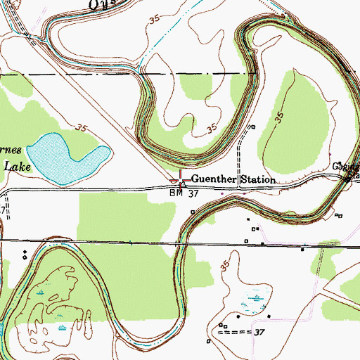 Topographic Map of Genther Station, TX