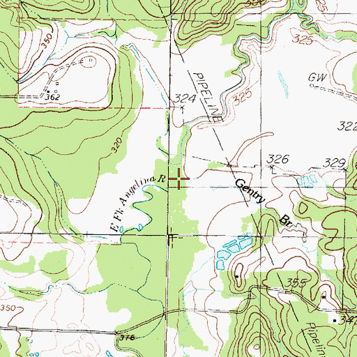 Topographic Map of Gentry Branch, TX