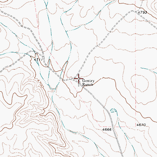 Topographic Map of Gentry Ranch, TX