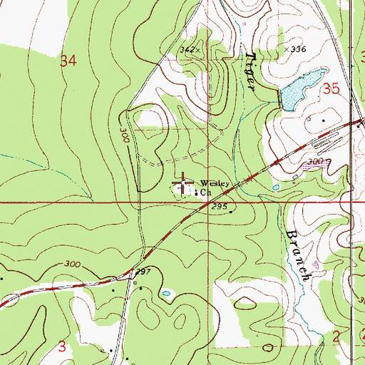 Topographic Map of Wesley Chapel Cemetery, AL