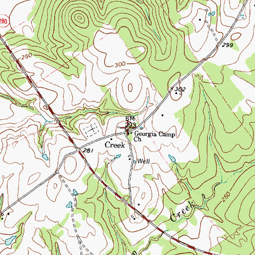 Topographic Map of Georgia Camp Church, TX