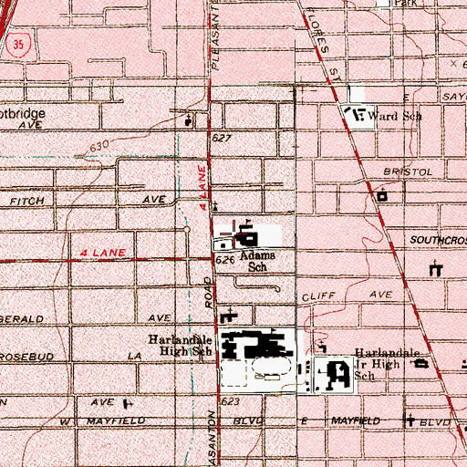 Topographic Map of Gerald School, TX