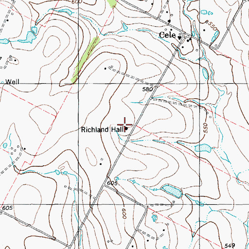 Topographic Map of Germania Hall, TX