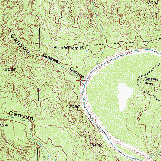Topographic Map of Getaway Canyon, TX