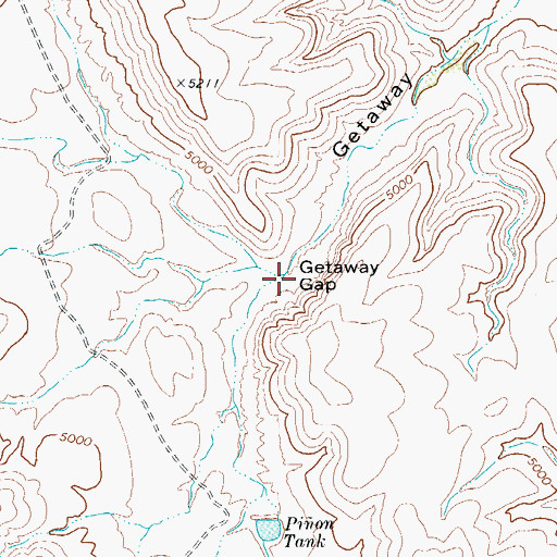 Topographic Map of Getaway Gap, TX