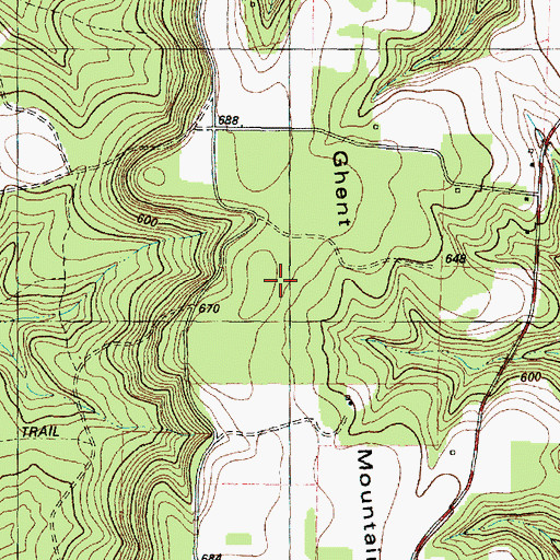 Topographic Map of Ghent Mountain, TX