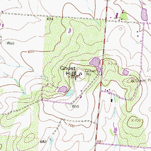 Topographic Map of Ghost Hill, TX