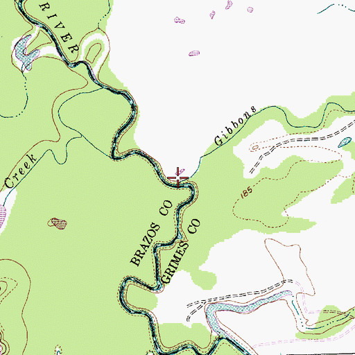 Topographic Map of Gibbons Creek, TX