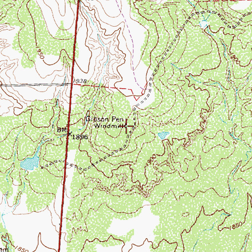 Topographic Map of Gibson Pen Windmill, TX