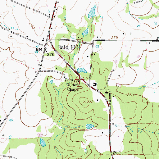 Topographic Map of Gilbert Chapel, TX