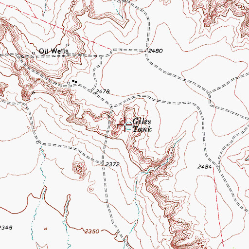 Topographic Map of Giles Tank, TX