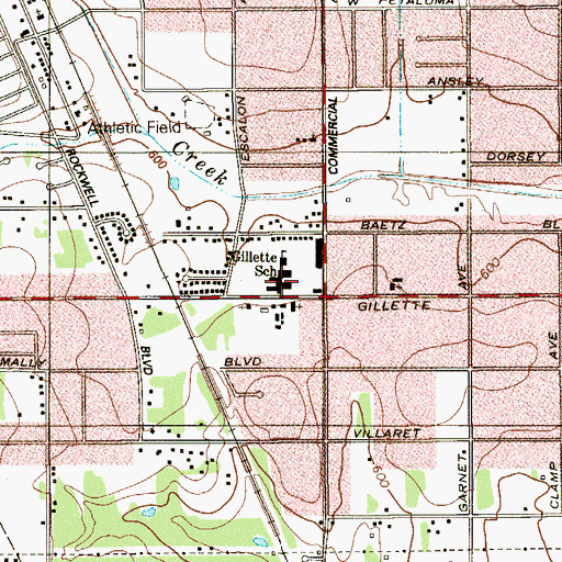 Topographic Map of Gilette School, TX