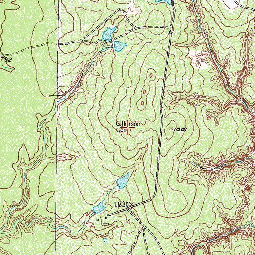 Topographic Map of Gilkerson Cemetery, TX
