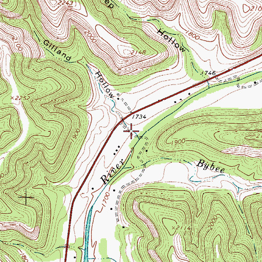 Topographic Map of Gilland Hollow, TX