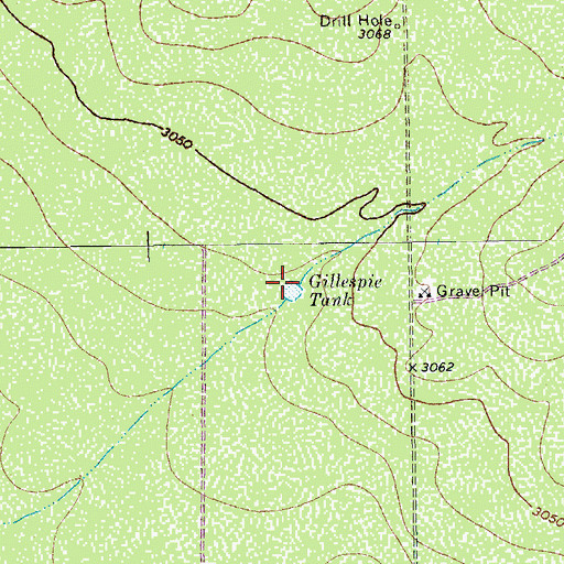 Topographic Map of Gillespie Tank, TX