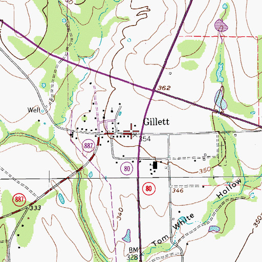 Topographic Map of Gillett, TX