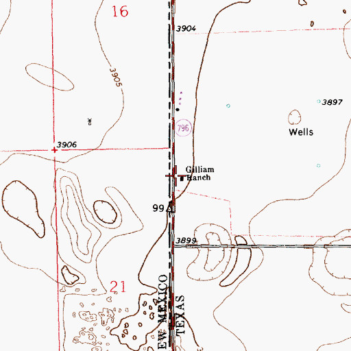 Topographic Map of Gilliam Ranch, TX