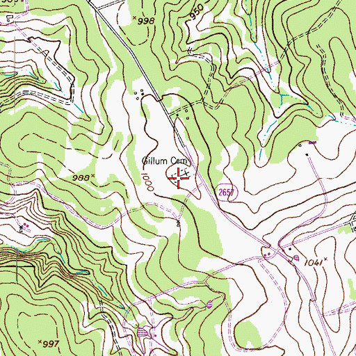 Topographic Map of Gillum Cemetery, TX