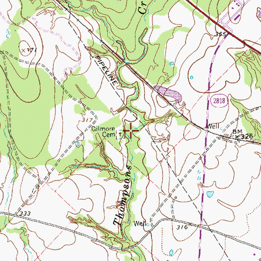 Topographic Map of Gilmore Cemetery, TX