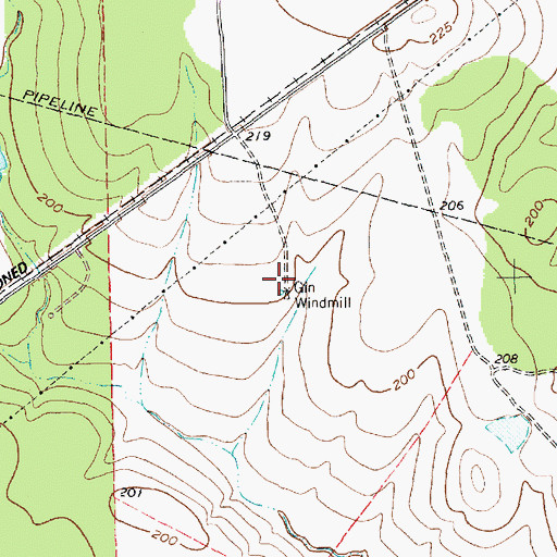 Topographic Map of Gin Windmill, TX