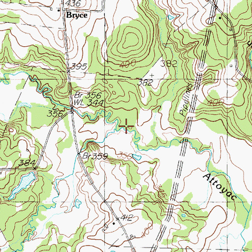 Topographic Map of Gingham Branch, TX