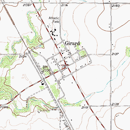 Topographic Map of Girard, TX