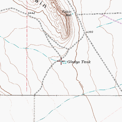Topographic Map of Gladys Tank, TX