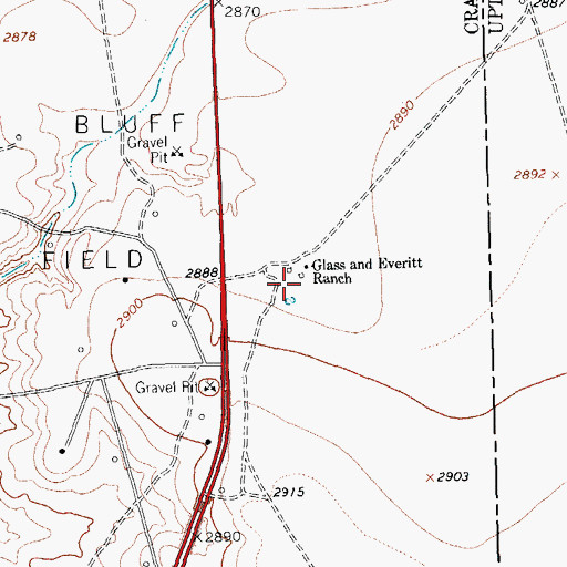 Topographic Map of Glass and Everitt Ranch, TX