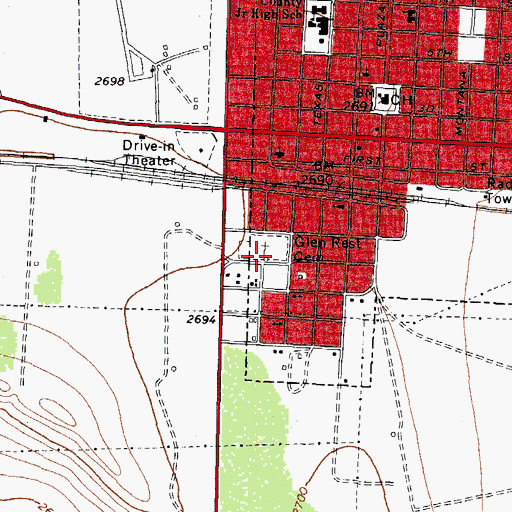 Topographic Map of Glen Rest Cemetery, TX