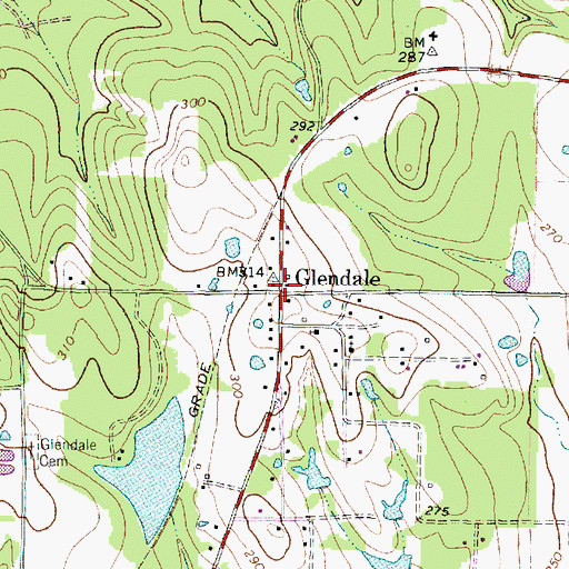 Topographic Map of Glendale, TX