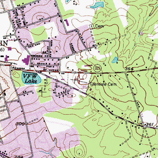 Topographic Map of Glendale Cemetery, TX