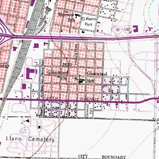 Topographic Map of Glenwood Elementary School, TX