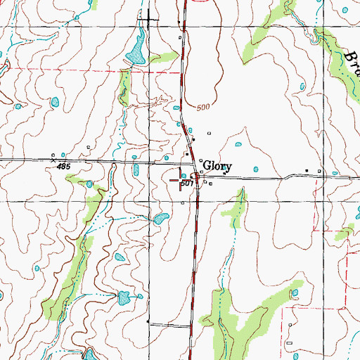 Topographic Map of Glory, TX