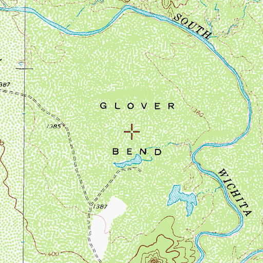Topographic Map of Glover Bend, TX