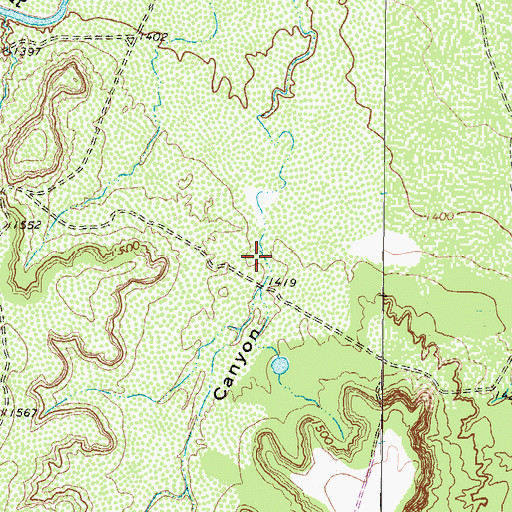 Topographic Map of Glover Canyon, TX