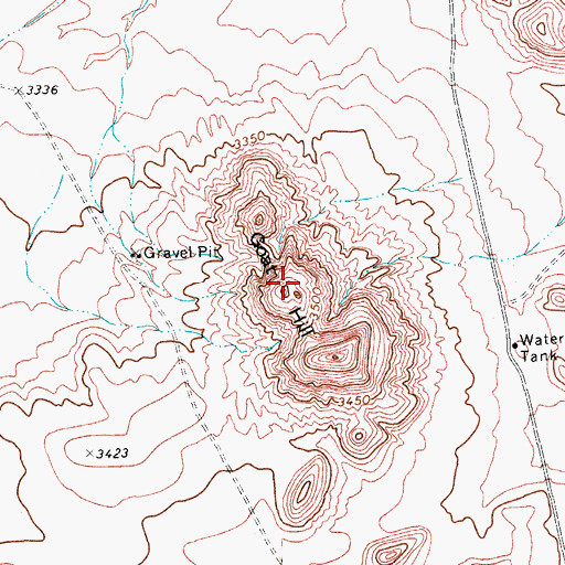 Topographic Map of Goat Hill, TX