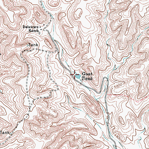 Topographic Map of Goat Tank, TX