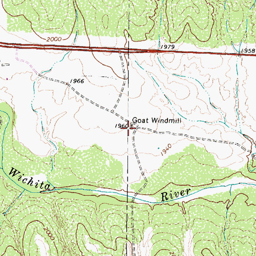 Topographic Map of Goat Windmill, TX