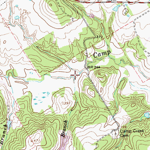 Topographic Map of Goathouse Branch, TX