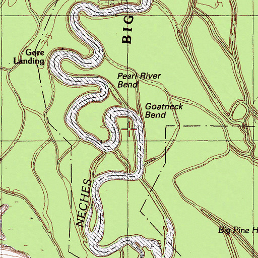 Topographic Map of Goatneck Bend, TX