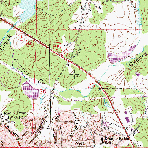 Topographic Map of Roanoke Public Library, AL