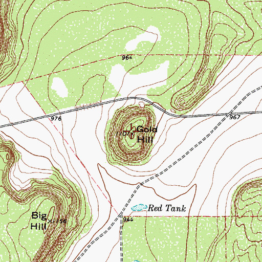 Topographic Map of Gold Hill, TX