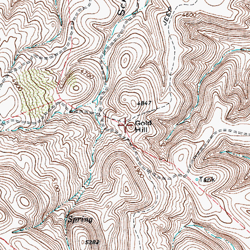 Topographic Map of Gold Hill, TX